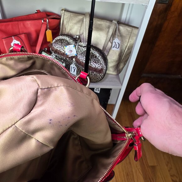 Coach Large Red Patent Leather Satchel/Tote - Picture 9 of 17